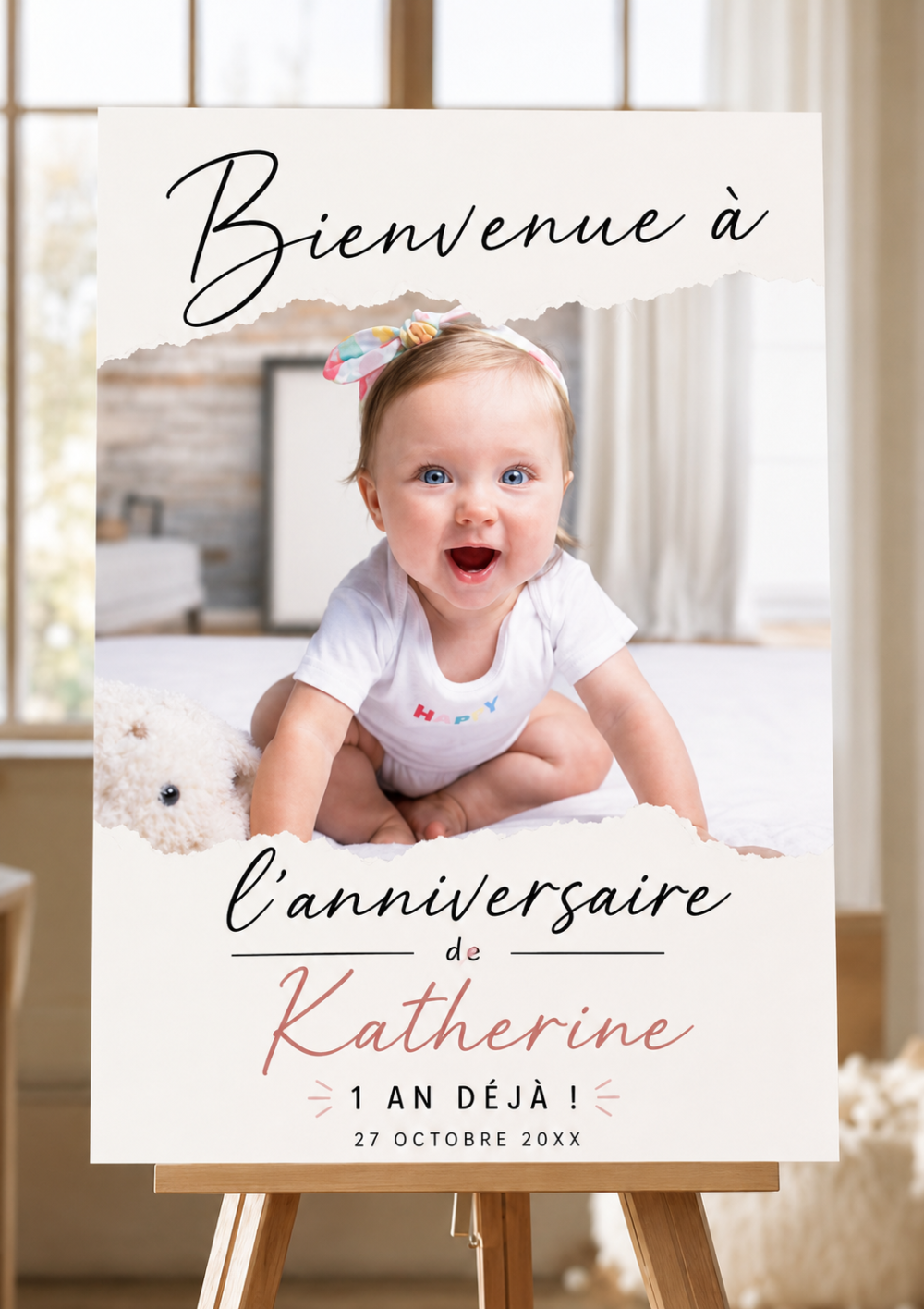 Affiche de Bienvenue Personnalisée en Polypropylène – Rouleau Autocollant Minimaliste (Mariage, Anniversaire, Retraite) – Image 3